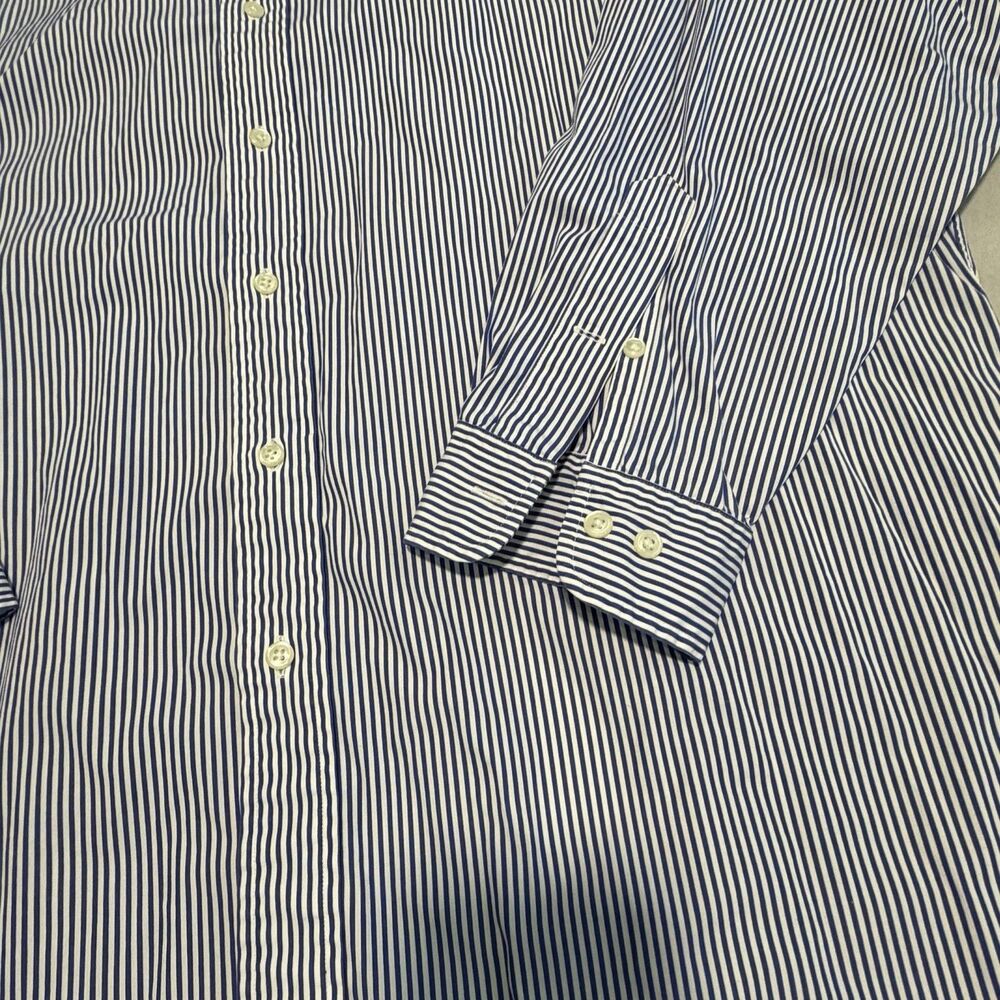 Polo Ralph Lauren Shirt Mens 17.5 32/33 Classic Fit Blue White Stripe Red Pony - Picture 2 of 9